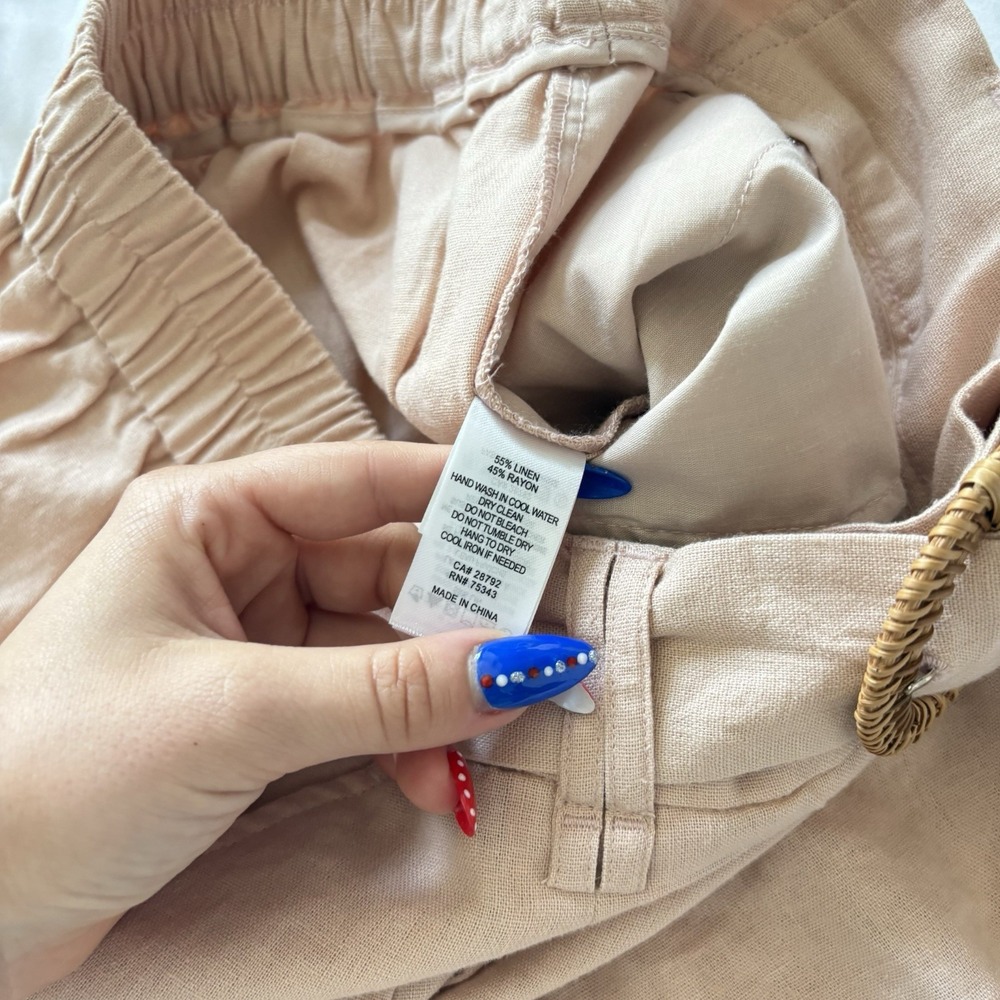 Sigrid Olsen Shorts Linen Blend Womens 6 Pink Belted Summer Beach Coastal Dainty - Picture 6 of 8